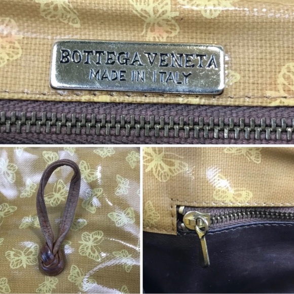 Collectors 70’s BOTTEGA VENETA Vinyl Crossbody Bag Gold Yellow Tan Leather 9x9x3 - Picture 12 of 14